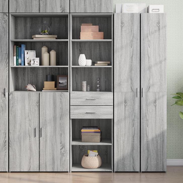 vidaXL buffetkast 50x42,5x185 cm bewerkt hout grijs sonoma, Huis en Inrichting, Kasten | Buffetkasten, 50 tot 75 cm, Nieuw, Overige houtsoorten