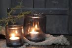 Brynxz glazen cilinder windlichten Smokey grey 10 cm set, Huis en Inrichting, Woonaccessoires | Kandelaars en Kaarsen, Nieuw, Ophalen of Verzenden