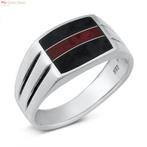Zilveren zegelring zwarte rode onyx, Sieraden, Tassen en Uiterlijk, Ringen, Verzenden, Nieuw, Zilver