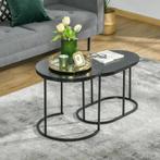 TRUUSK HOMCOM 2er Set Couchtisch rund oval bis 30 kg stapelb, Huis en Inrichting, Tafels | Bijzettafels, Verzenden, Nieuw