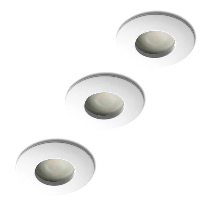 Set van 3 badkamer inbouwspots wit + LED spots GU10 Lybardo, Huis en Inrichting, Lampen | Spots, Nieuw, Verzenden