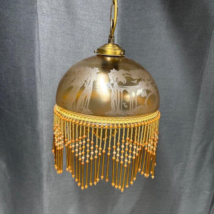 Plafondlamp - Metaal, Glas, Kralen - Bostafereel, Antiek en Kunst, Kunst | Designobjecten