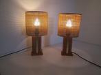 Tafellamp - hout- en rietmateriaal - Set lampen met een, Antiek en Kunst