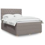 vidaXL Boxspring met matras stof taupe 140x190 cm, Verzenden, Stof, Nieuw, Tweepersoons