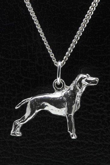 Zilveren Vizsla staande hond korthaar ketting hanger - groot, Sieraden, Tassen en Uiterlijk, Kettinghangers, Verzenden