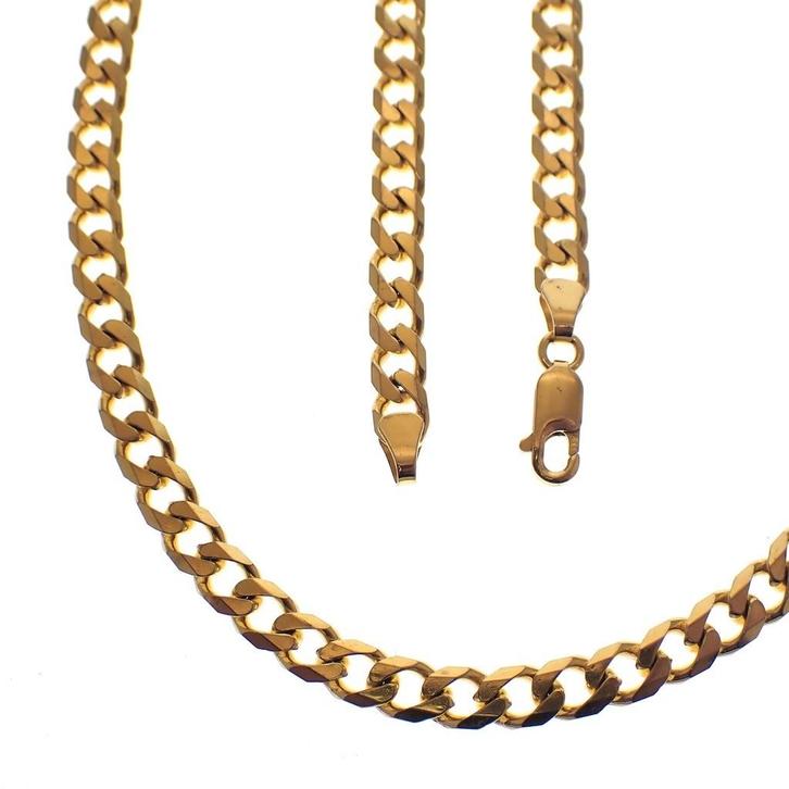 8 karaat wijde gourmetschakel ketting, Sieraden, Tassen en Uiterlijk, Kettingen, Overige kleuren, Gebruikt, Goud, Ophalen of Verzenden