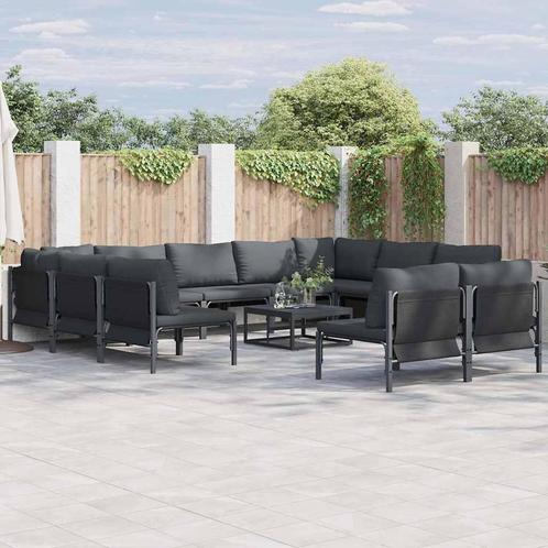 vidaXL Tuin Sofa Set 11 pcs Antraciet Staal, Tuin en Terras, Tuinsets en Loungesets, Nieuw, Verzenden