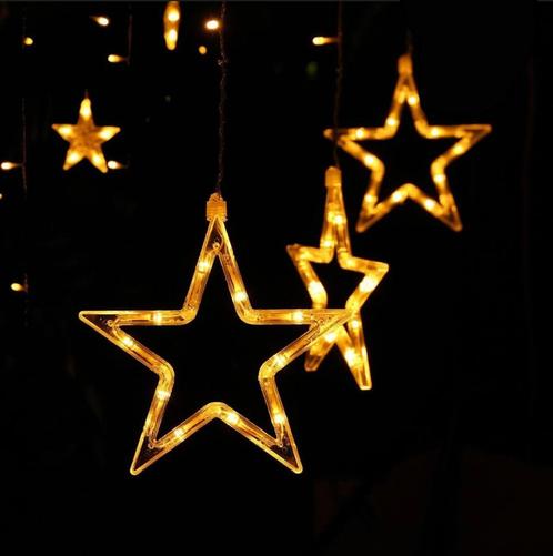 Solar led lichtsnoer met 3 kerststerren - Warm wit licht, Tuin en Terras, Buitenverlichting, Waterbestendig, Led, Licht-donker-sensor
