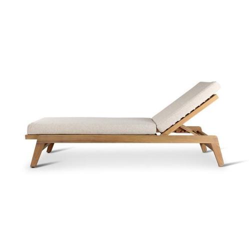 Ligbed Dora | teak naturel | incl kussen creme, Tuin en Terras, Overige Tuin en Terras, Nieuw, Verzenden