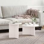 vidaXL Salontafel 2 pcs Wit 49 x 49 x 28 cm Massief, Huis en Inrichting, Tafels | Salontafels, Minder dan 50 cm, Verzenden, Rond