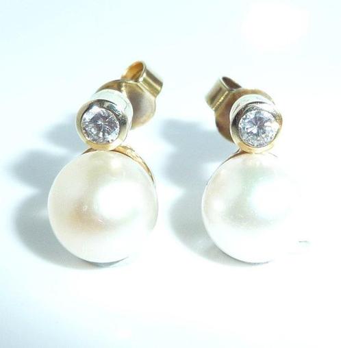 Oorbellen - 14 karaat Geel goud - 0.15ct. tw. Diamant, Sieraden, Tassen en Uiterlijk, Oorbellen