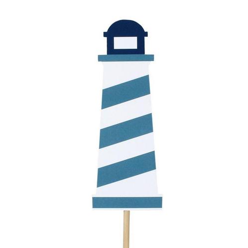 Bijsteker vuurtoren hout 12x4, 5cm.+12cm. stok blauw, Hobby en Vrije tijd, Knutselen, Nieuw, Ophalen of Verzenden