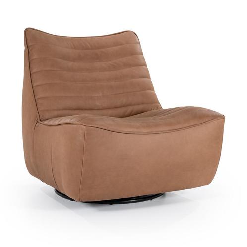*WOONWINKEL* Eleonora Matthew Draaibare Fauteuil Bruin Leer, Huis en Inrichting, Fauteuils, Nieuw, Leer, Verzenden
