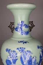 Grote vaas in porselein met celadon glazuur email - blauw, Antiek en Kunst