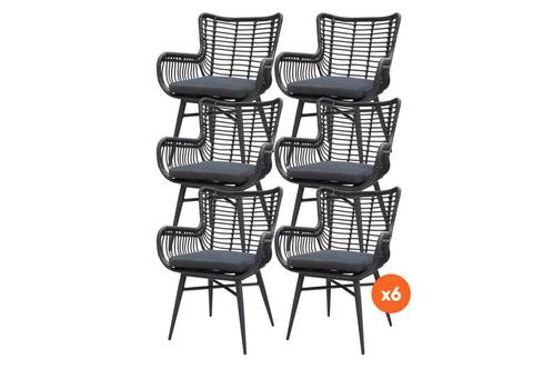 VDG Set van 6 - Jasmine dining tuinstoel - Black, Tuin en Terras, Tuinstoelen, Nieuw, Overige materialen, Verzenden