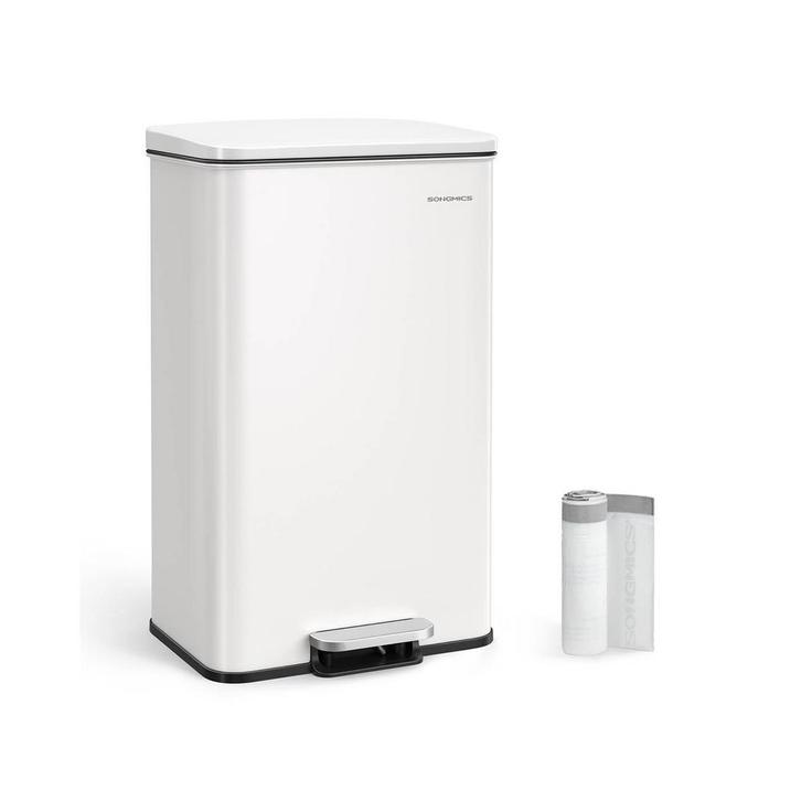 Witte stalen prullenbak 40L - Pedaalemmer | Tweedekansje..., Huis en Inrichting, Woonaccessoires | Prullenbakken, Nieuw, Ophalen of Verzenden