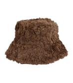 Bucket Hat Fluffy Imitatie Bont Bruin, Nieuw