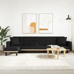 vidaXL Slaapbank L-vormig 275x140x70 cm stof zwart, Verzenden, Nieuw, Stof, Minder dan 150 cm