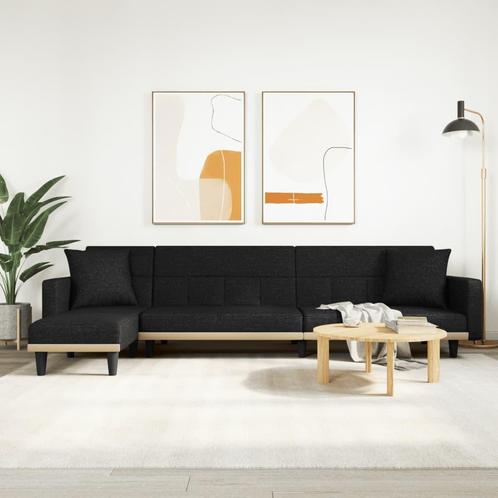 vidaXL Slaapbank L-vormig 275x140x70 cm stof zwart, Huis en Inrichting, Banken | Bankstellen, Nieuw, Minder dan 150 cm, Stof, Verzenden