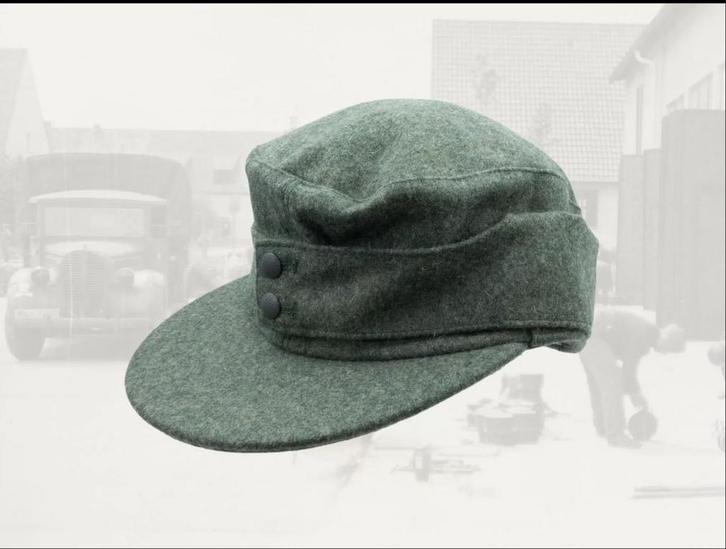 Replica Duitse pet ww2, Feldmütze M43 feldgrau, Verzamelen, Militaria | Tweede Wereldoorlog, Landmacht, Duitsland, Helm of Baret