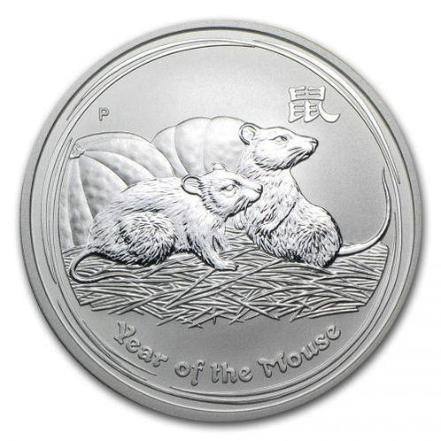 Lunar II - Year of the Mouse 2 oz 2008 (9.126 oplage), Postzegels en Munten, Munten | Oceanië, Losse munt, Zilver, Verzenden