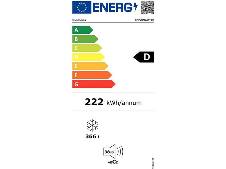 Siemens GS58NAWDV - Vriezer - NoFrost 365l - D (2021), Witgoed en Apparatuur, Vriezers en Diepvrieskisten, Zo goed als nieuw, Verzenden