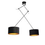 Hanglamp zwart met velours kappen zwart met goud 35 cm, Nieuw, Overige stijlen