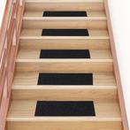 vidaXL Trapmatten Zelfklevend 15 stuks 60x25 cm Zwart, Doe-het-zelf en Verbouw, Ladders en Trappen, Verzenden, Nieuw