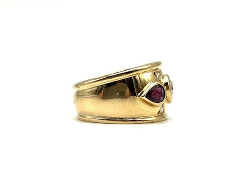 Ring - 18 karaat Geel goud - 0.80ct. tw. Robijn - Diamant, Sieraden, Tassen en Uiterlijk, Ringen