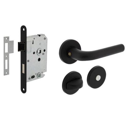 Intersteel Deurbeslag set WC-Slot 63/8 mm zwart + Deurkruk /, Doe-het-zelf en Verbouw, Hang- en Sluitwerk, Nieuw, Ophalen of Verzenden