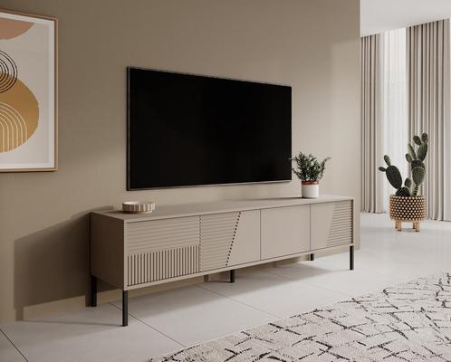 TV-Meubel beige 190x40x53 4 deuren, Huis en Inrichting, Kasten | Televisiemeubels, 150 tot 200 cm, 25 tot 50 cm, Nieuw, Overige materialen