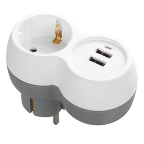 Technik Verdeelstekker met USB Horizontaal - 1-Voudig en 2x, Doe-het-zelf en Verbouw, Elektra en Kabels, Nieuw, Verzenden