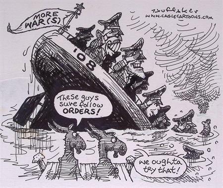 Pentekening Amerika - Zinkende republikeinen (lijst optie), Antiek en Kunst, Kunst | Tekeningen en Foto's, Verzenden