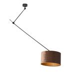 Hanglamp zwart met velours kap krokodil dessin 35cm - Blitz, Verzenden, Nieuw, Classic-antique