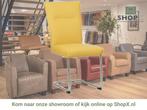 Leren eetkamerstoel Retro - Toledo Giallo (geel) -, Huis en Inrichting, Stoelen, Overige kleuren, Nieuw, Leer, Ophalen of Verzenden