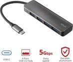 Trust Halyx - USB-C Hub - 4-Port USB 3.2 - 5 Gbps, Computers en Software, Geheugenkaartlezers, Verzenden, Nieuw