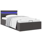 vidaXL Bedframe met opslag en LED stof donkergrijs 90x200 cm, 90 cm, Eenpersoons, Verzenden, Nieuw