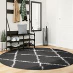 vidaXL Vloerkleed PAMPLONA shaggy hoogpolig Ø 200 cm zwart, Verzenden, Nieuw