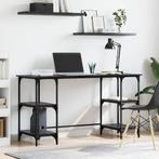 vidaXL Bureau met plank Zwart Eiken 140 x 50 x 75 cm Bewerkt, Huis en Inrichting, Bureaus, Verzenden, Nieuw