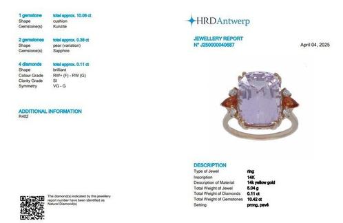 Cocktailring - 14 karaat Geel goud - 10.53ct. tw. Kunziet -, Sieraden, Tassen en Uiterlijk, Antieke sieraden