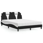 vidaXL Bed met matras kunstleer zwart en wit 140x190 cm, Overige materialen, Verzenden, Zwart, Nieuw