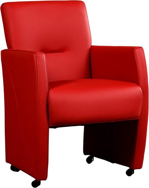 Rode leren moderne eetkamerfauteuil - Toledo Leer Ducati (ro, Huis en Inrichting, Stoelen, Eén, Overige kleuren, Nieuw, Leer, Ophalen of Verzenden