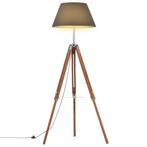 vidaXL Vloerlamp driepoot 141 cm massief teakhout, Verzenden, Nieuw