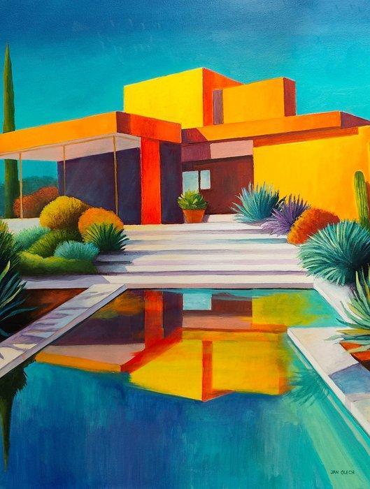 Jan Olech (XX) - The pool - size XL, Antiek en Kunst, Kunst | Schilderijen | Modern