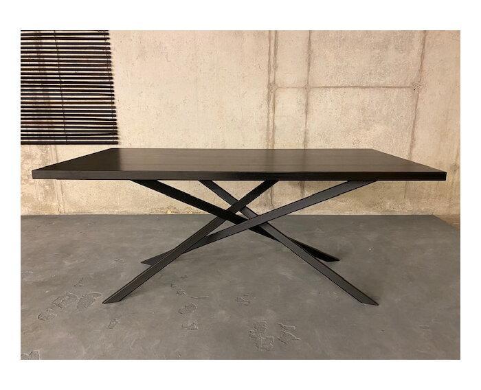 Eettafel Essenhout met Mikadopoot | Zwart-220x100 cm, Huis en Inrichting, Tafels | Eettafels, Nieuw, Ophalen of Verzenden