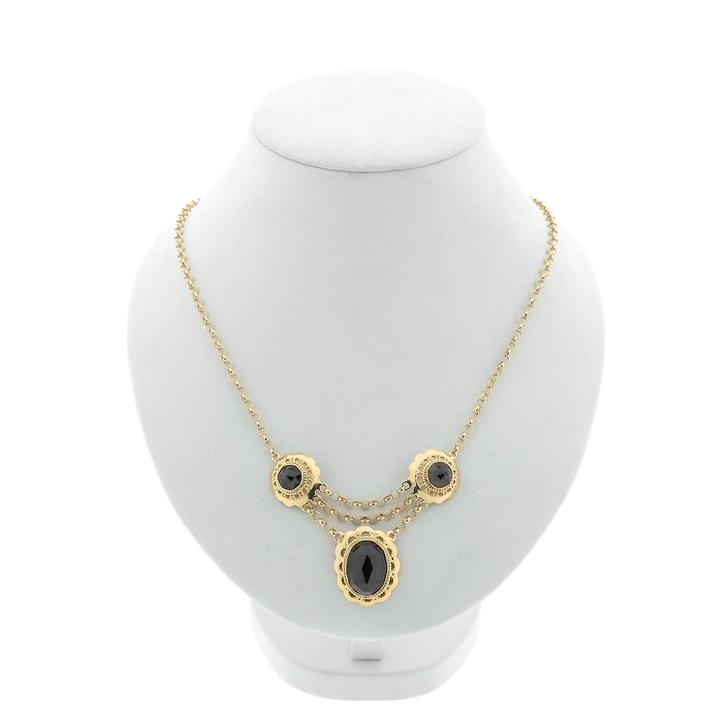 Gouden collier met granaat stenen | 44 cm (vintage, ketting), Sieraden, Tassen en Uiterlijk, Kettingen, Overige kleuren, Gebruikt