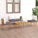 vidaXL 4-delige Loungeset met kussens massief acaciahout, Verzenden, Nieuw, Hardhout, Loungeset