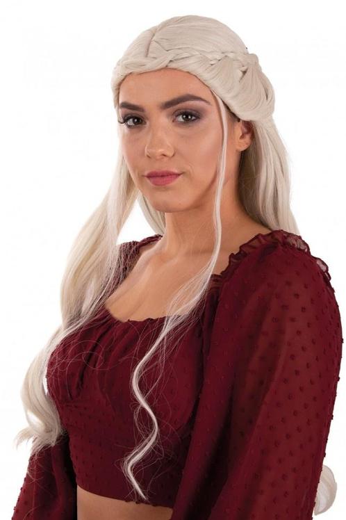 Pruik Dainerys Princess Of Dragonstone Lang Met Vlechten Blo, Hobby en Vrije tijd, Feestartikelen, Nieuw, Verzenden