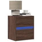 vidaXL Nachtkastje met LEDs wandgemonteerd bruin eikenkleur, Verzenden, Nieuw, Hout