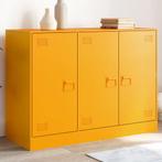 vidaXL Dressoir 99x39x73 cm staal mosterdgeel, Huis en Inrichting, Kasten | Dressoirs, Verzenden, Nieuw, 50 tot 100 cm, Metaal